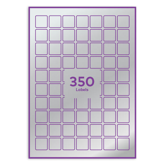 Silver Paper 25x25mm square rounded corners QR labels
