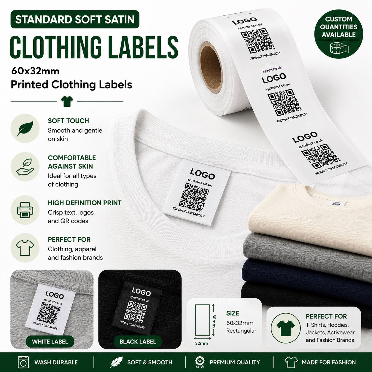Standard Soft Satin Material Cut Tags