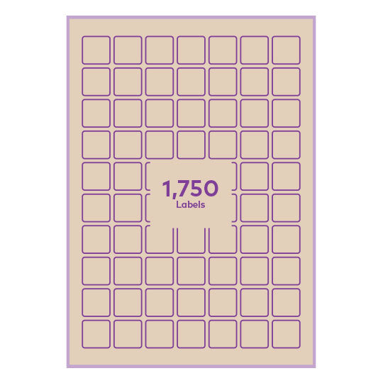 Brown Kraft Paper Permanent 25x25mm square rounded corners QR labels