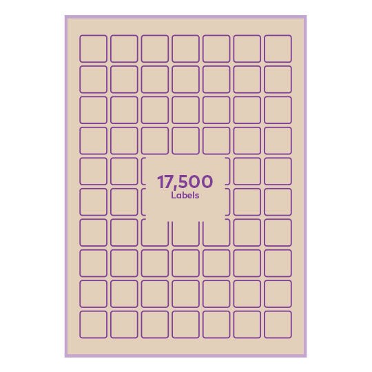 Brown Kraft Paper Permanent 25x25mm square rounded corners QR labels