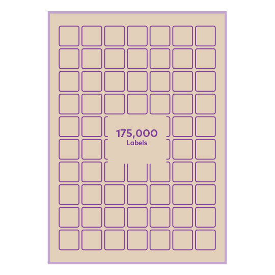 Brown Kraft Paper Permanent 25x25mm square rounded corners QR labels