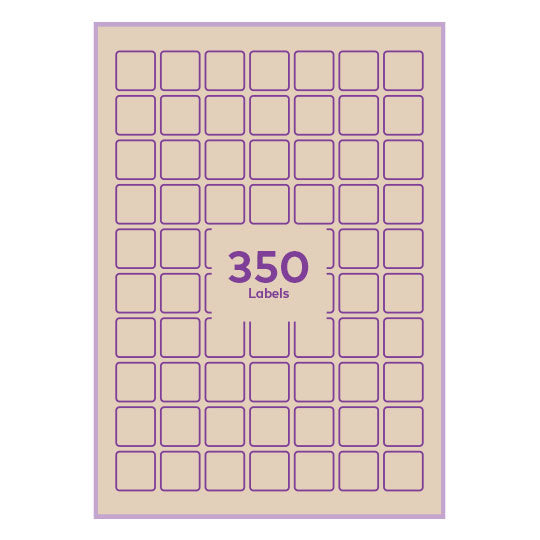 Brown Kraft Paper Permanent 25x25mm square rounded corners QR labels