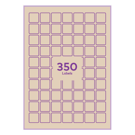 Brown Kraft Paper Permanent 25x25mm square rounded corners QR labels