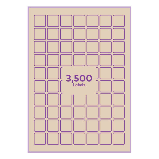 Brown Kraft Paper Permanent 25x25mm square rounded corners QR labels