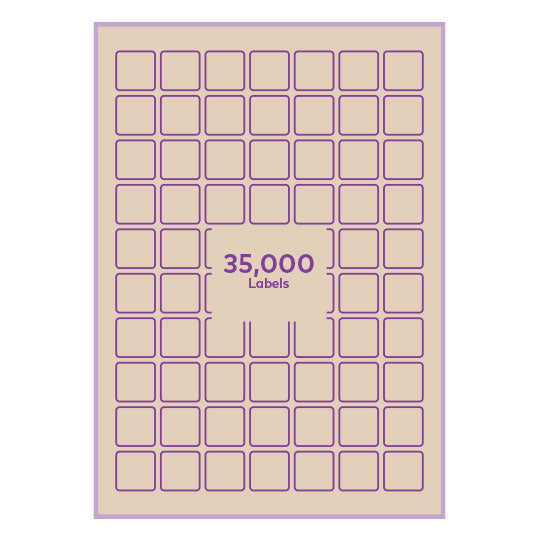 Brown Kraft Paper Permanent 25x25mm square rounded corners QR labels