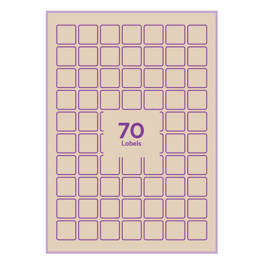 Brown Kraft Paper Permanent 25x25mm square rounded corners QR labels