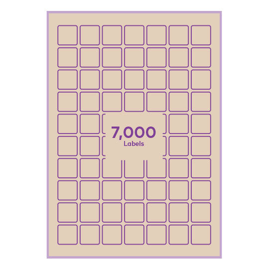 Brown Kraft Paper Permanent 25x25mm square rounded corners QR labels