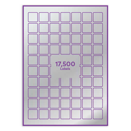 Silver Paper 25x25mm square rounded corners QR labels