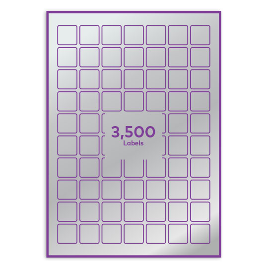 Silver Paper 25x25mm square rounded corners QR labels