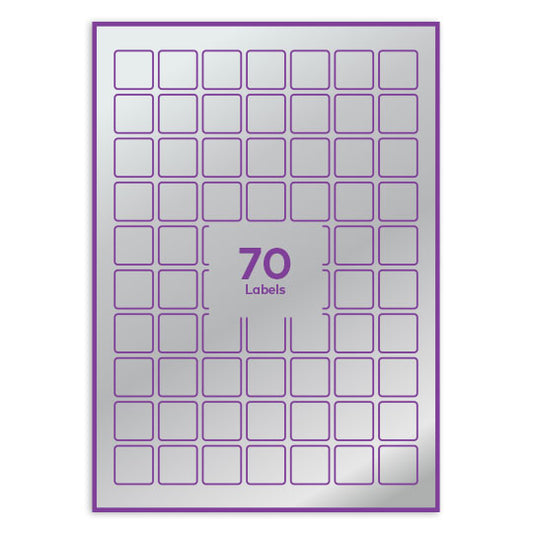 Silver Paper 25x25mm square rounded corners QR labels